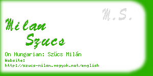 milan szucs business card