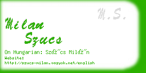 milan szucs business card